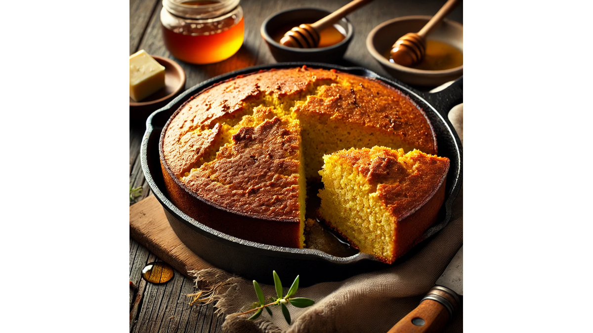 Southern cornbread made with beef tallow, golden and crispy on the edges.