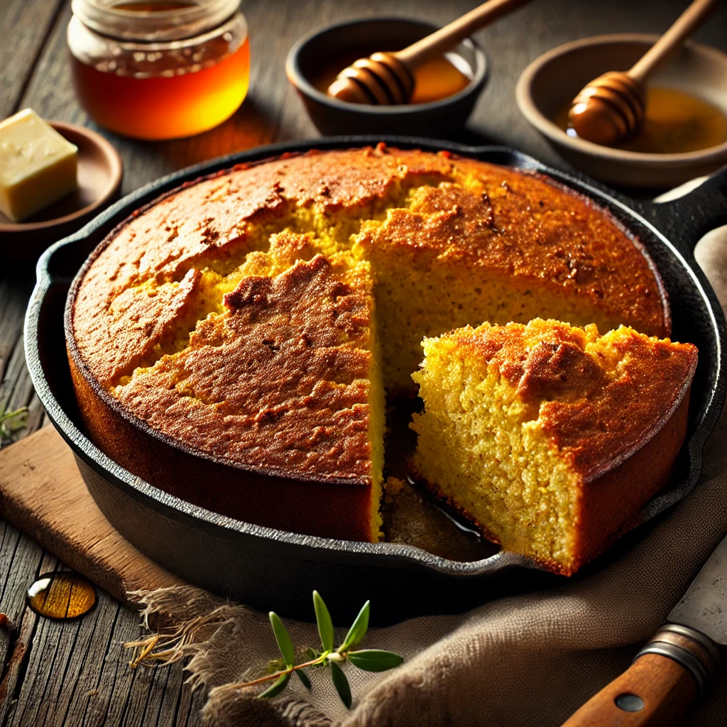 Southern cornbread made with beef tallow, golden and crispy on the edges.