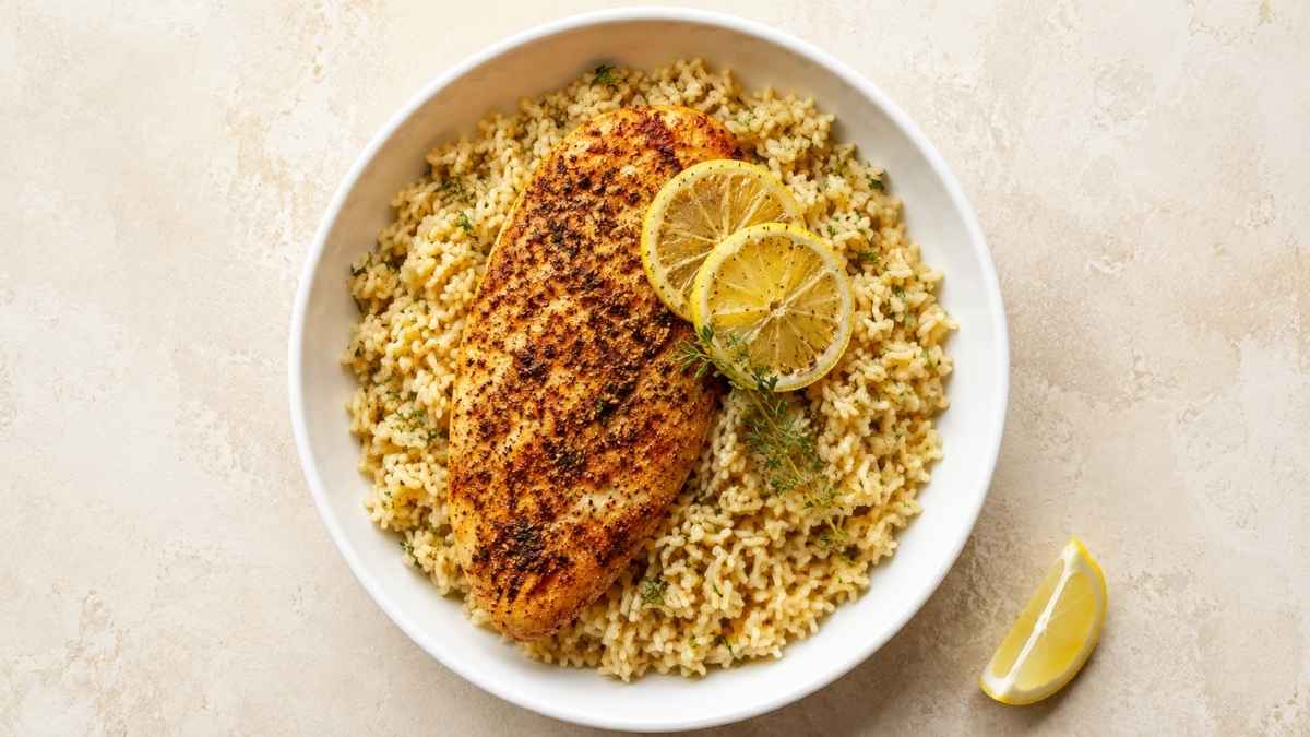 One Pot Lemon Herb Chicken & Rice Bowl