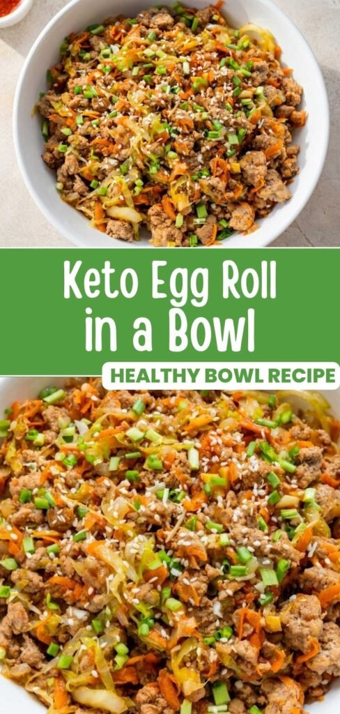 Keto egg roll in a bowl pinterest pin
