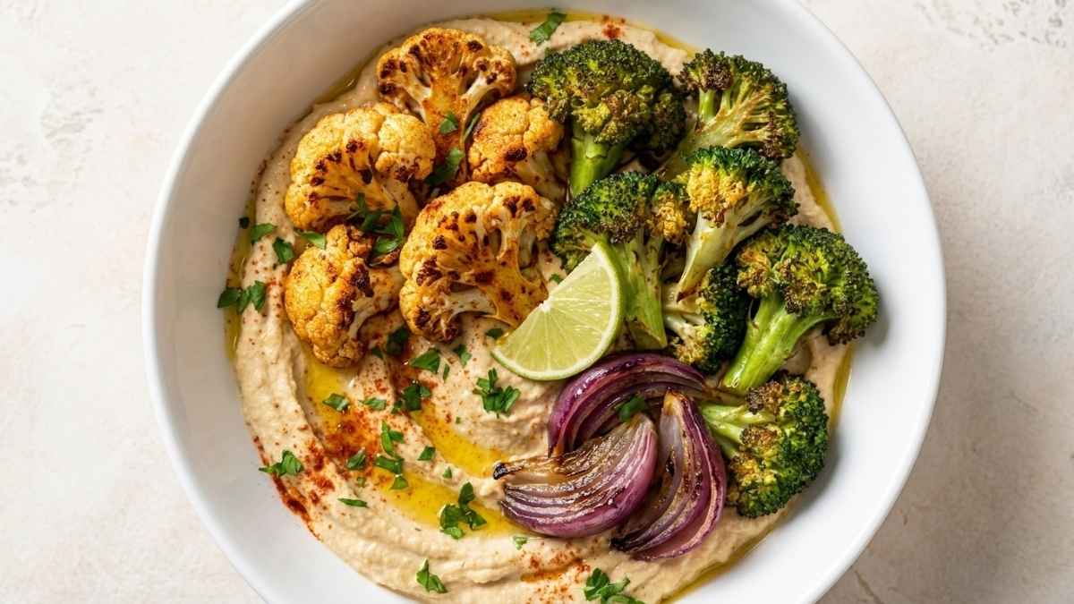 Smoky Roasted Vegetable Hummus Bowl